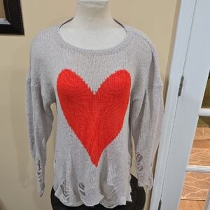 Wildfox Gray Sweater with Red Heart!!
